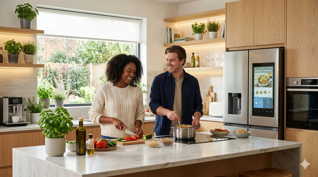 smart kitchen technologies in a modern healthy kitchen