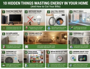 wasting energy at home through common household appliances and habits